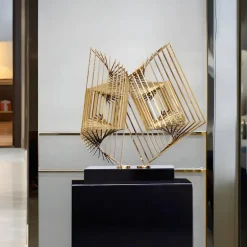 Statues & Sculptures Table Top|Abstract^Cyber Book 46cm Gold Metal Indoor Sculpture