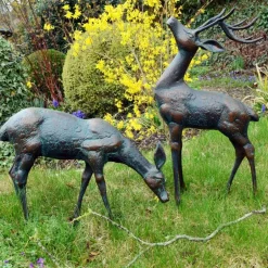 Statues & Sculptures Stags & Deers^Deer & Doe Bronze Metal Garden Statues