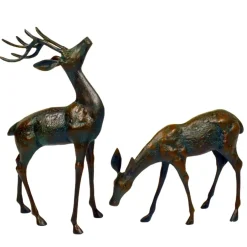 Statues & Sculptures Stags & Deers^Deer & Doe Bronze Metal Garden Statues