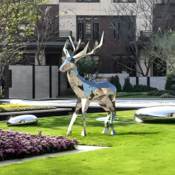 Statues & Sculptures Wildlife|Stags & Deers^Deer 168cm Geometric Metal Garden Sculpture