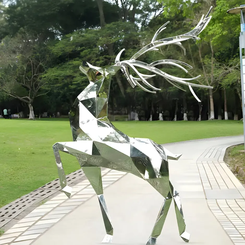 Statues & Sculptures Wildlife|Stags & Deers^Deer 198cm Geometric Metal Garden Sculpture