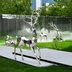Statues & Sculptures Wildlife|Stags & Deers^Deer 198cm Geometric Metal Garden Sculpture