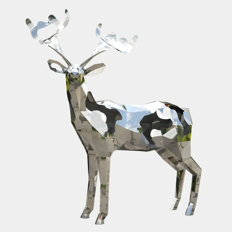 Statues & Sculptures Wildlife|Stags & Deers^Deer 197cm Geometric Metal Garden Sculpture v1