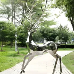 Statues & Sculptures Wildlife|Stags & Deers^Deer 258cm Geometric Metal Garden Sculpture
