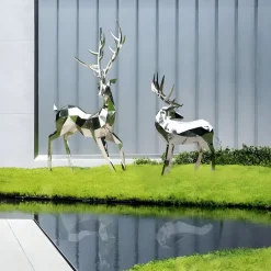 Statues & Sculptures Wildlife|Stags & Deers^Deer 258cm Geometric Metal Garden Sculpture