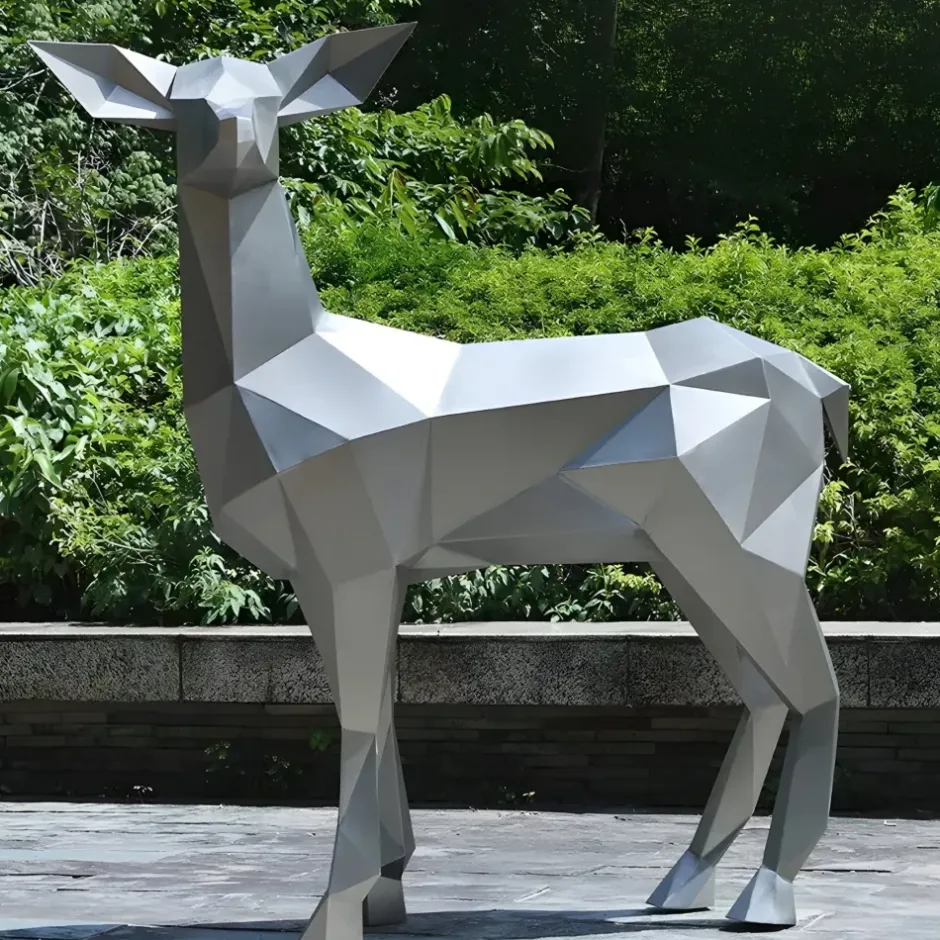 Statues & Sculptures Wildlife|Stags & Deers^Deer 160cm Geometric Metal Garden Sculpture