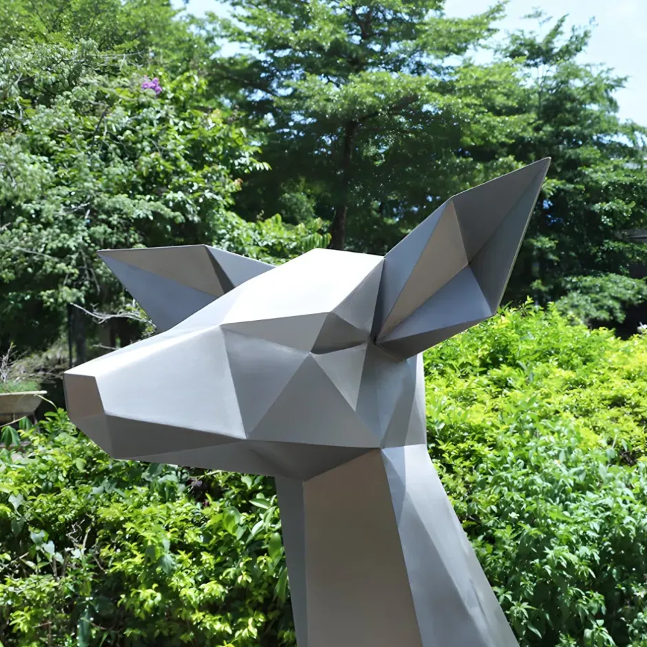 Statues & Sculptures Wildlife|Stags & Deers^Deer 90cm Geometric Metal Garden Sculpture