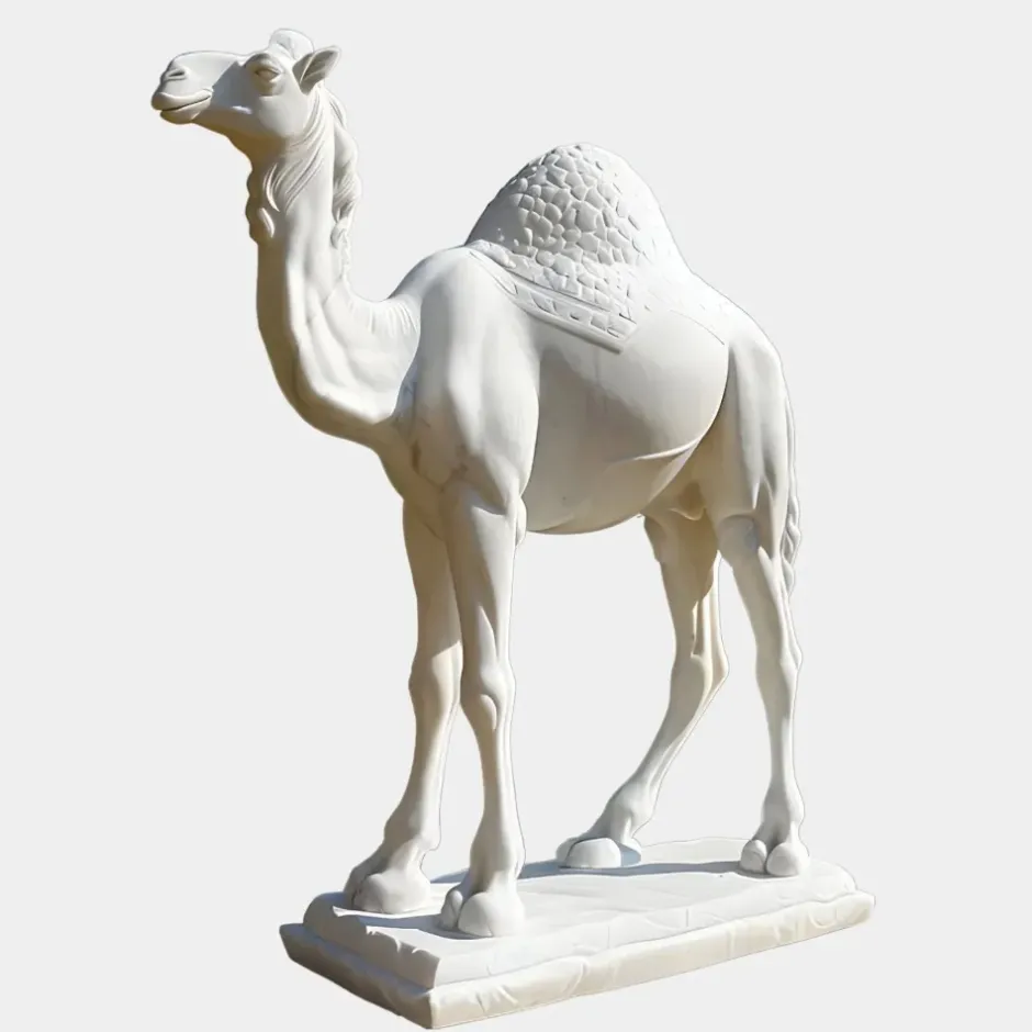 Statues & Sculptures Wildlife|Modern^Desert Camel 160cm White Marble Garden Statue v2