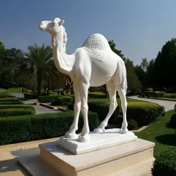 Statues & Sculptures Wildlife|Modern^Desert Camel 160cm White Marble Garden Statue v2