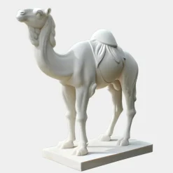 Statues & Sculptures Wildlife|Modern^Desert Camel 160cm White Marble Garden Statue v4
