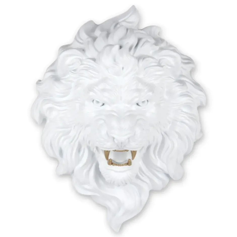 Statues & Sculptures Wall Art|Animals^Desert Lion 49cm White Resin Wall Sculpture