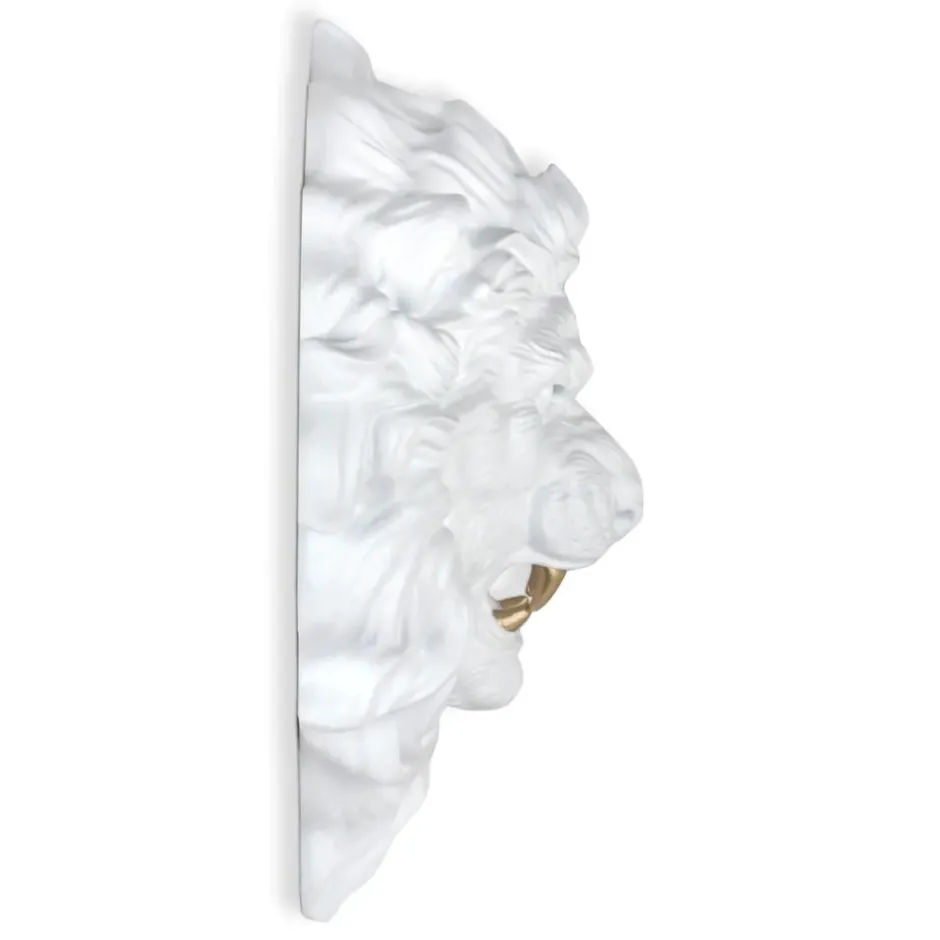 Statues & Sculptures Wall Art|Animals^Desert Lion 49cm White Resin Wall Sculpture