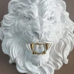 Statues & Sculptures Wall Art|Animals^Desert Lion 49cm White Resin Wall Sculpture