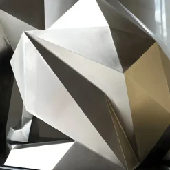 Statues & Sculptures Low Poly|Animals^Dog 100cm Silver Geometric Metal Garden Sculpture