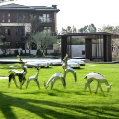 Statues & Sculptures Wildlife|Stags & Deers^Dynamic Deer 75cm Metal Garden Sculpture