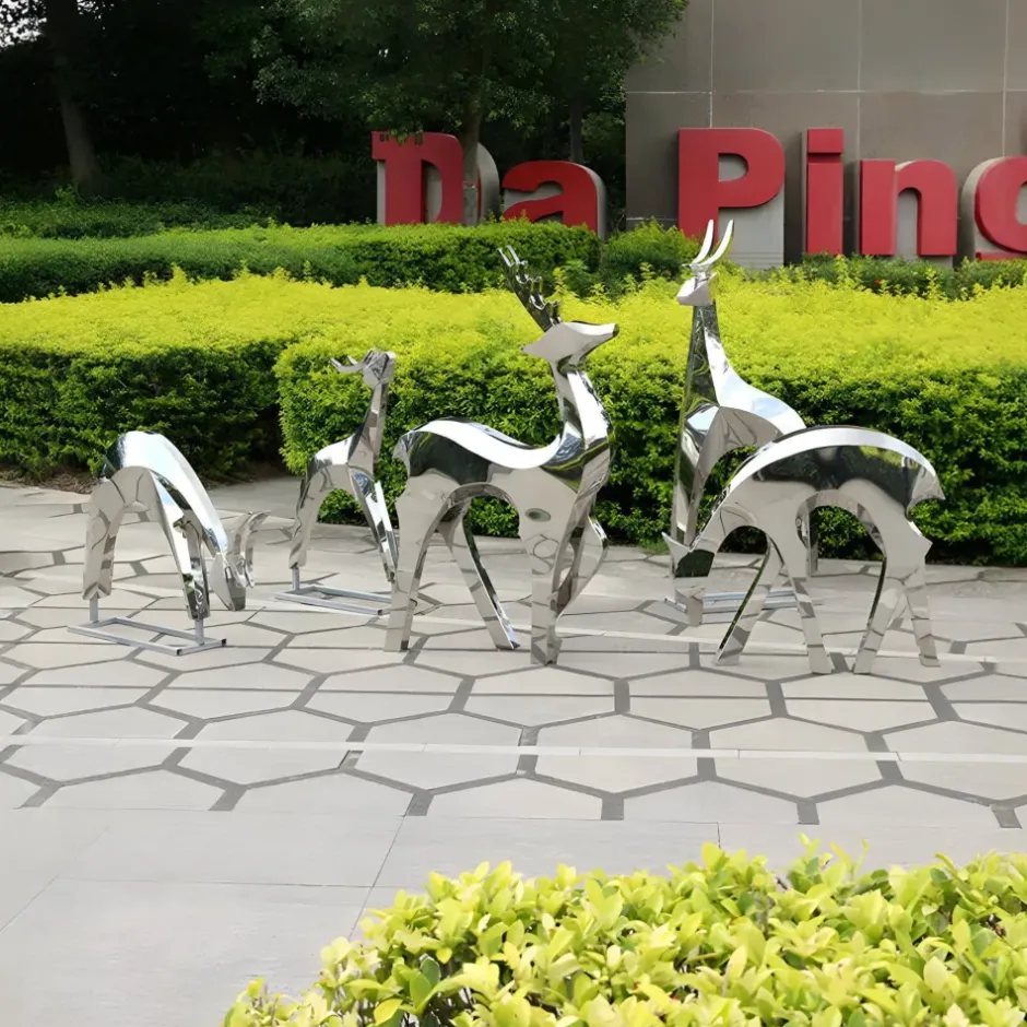 Statues & Sculptures Wildlife|Stags & Deers^Dynamic Deer 100cm Metal Garden Sculpture