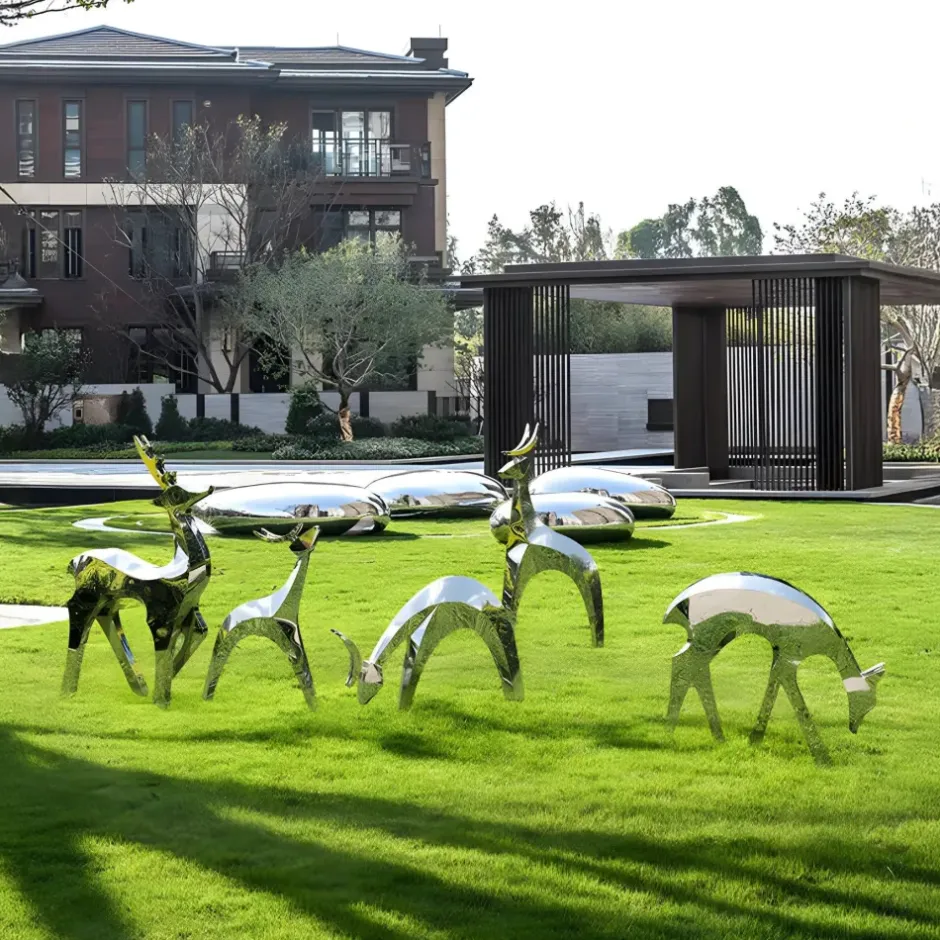 Statues & Sculptures Wildlife|Stags & Deers^Dynamic Deer 100cm Metal Garden Sculpture