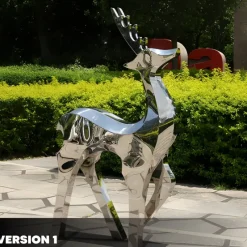 Statues & Sculptures Wildlife|Stags & Deers^Dynamic Deer 158cm Metal Garden Sculpture
