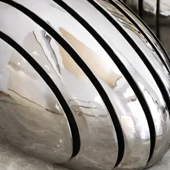 Statues & Sculptures Floor Standing|Abstract^Dynamic Pebbles 95cm Silver Metal Garden Sculptures