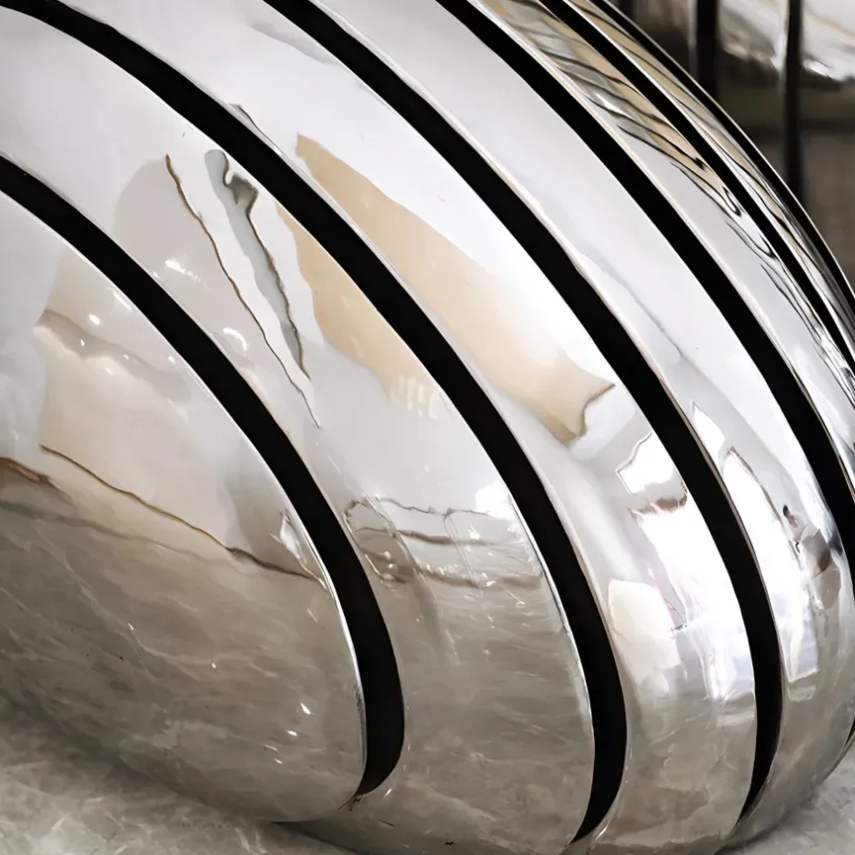 Statues & Sculptures Floor Standing|Abstract^Dynamic Pebbles 95cm Silver Metal Garden Sculptures