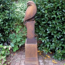 Statues & Sculptures Eagles|Modern^Eagle on Pedestal Modern Stone Garden Statue (Rust)
