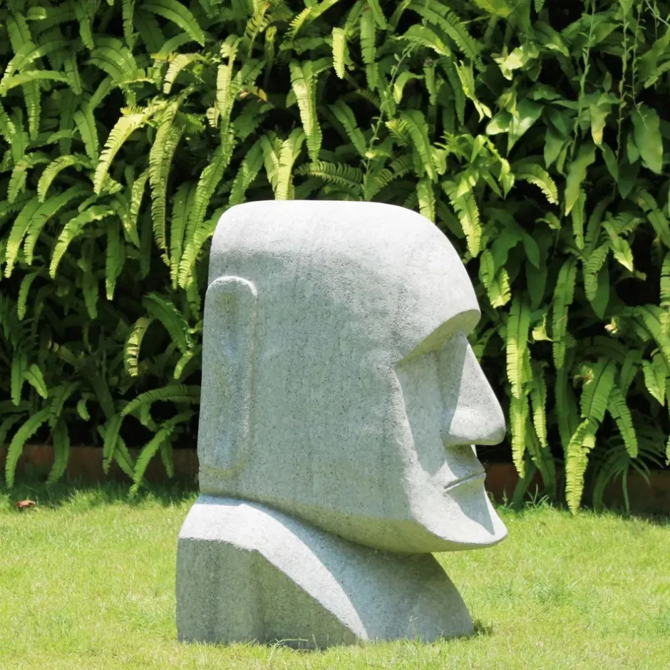 Statues & Sculptures Easter Island Heads^Easter Island Head 80cm Stone Garden Ornament