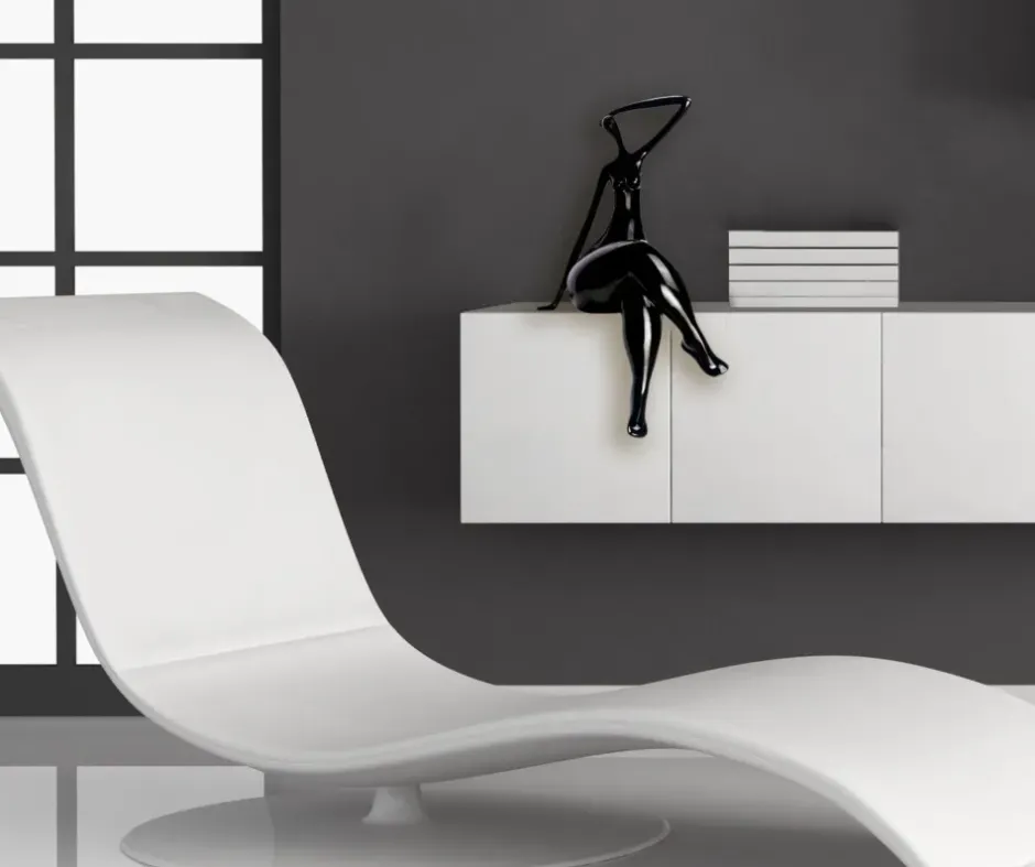 Statues & Sculptures Figurative|Table Top^Elegant Grace 38cm Black Resin Indoor Sculpture