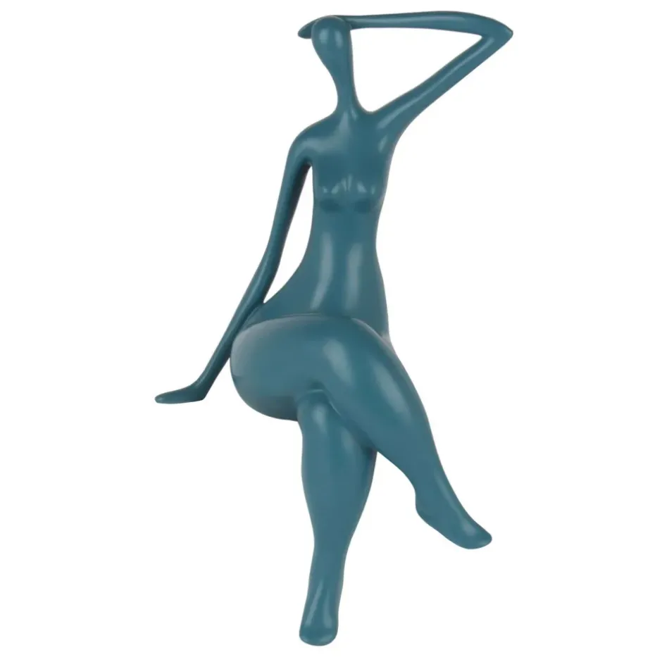 Statues & Sculptures Figurative|Table Top^Elegant Grace 38cm Teal Resin Indoor Sculpture