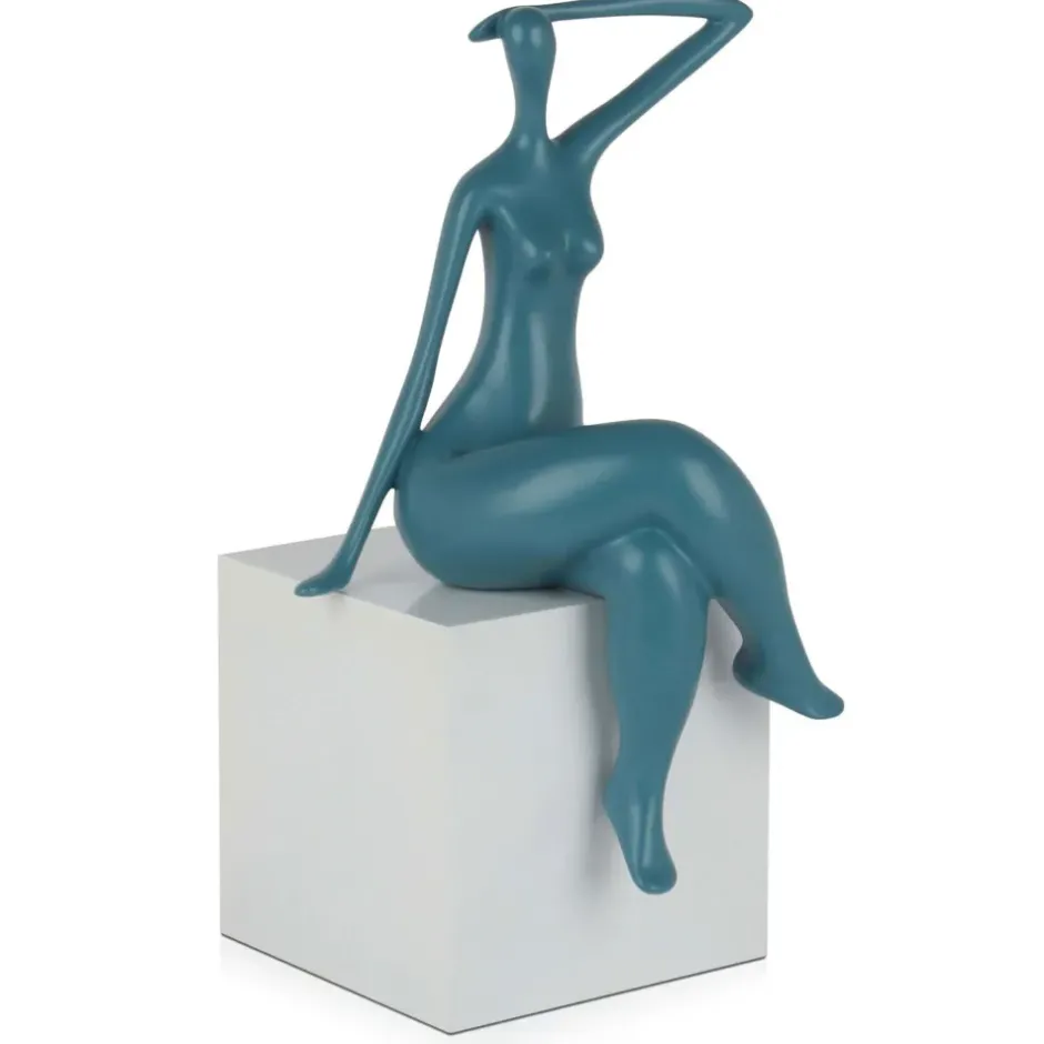 Statues & Sculptures Figurative|Table Top^Elegant Grace 38cm Teal Resin Indoor Sculpture