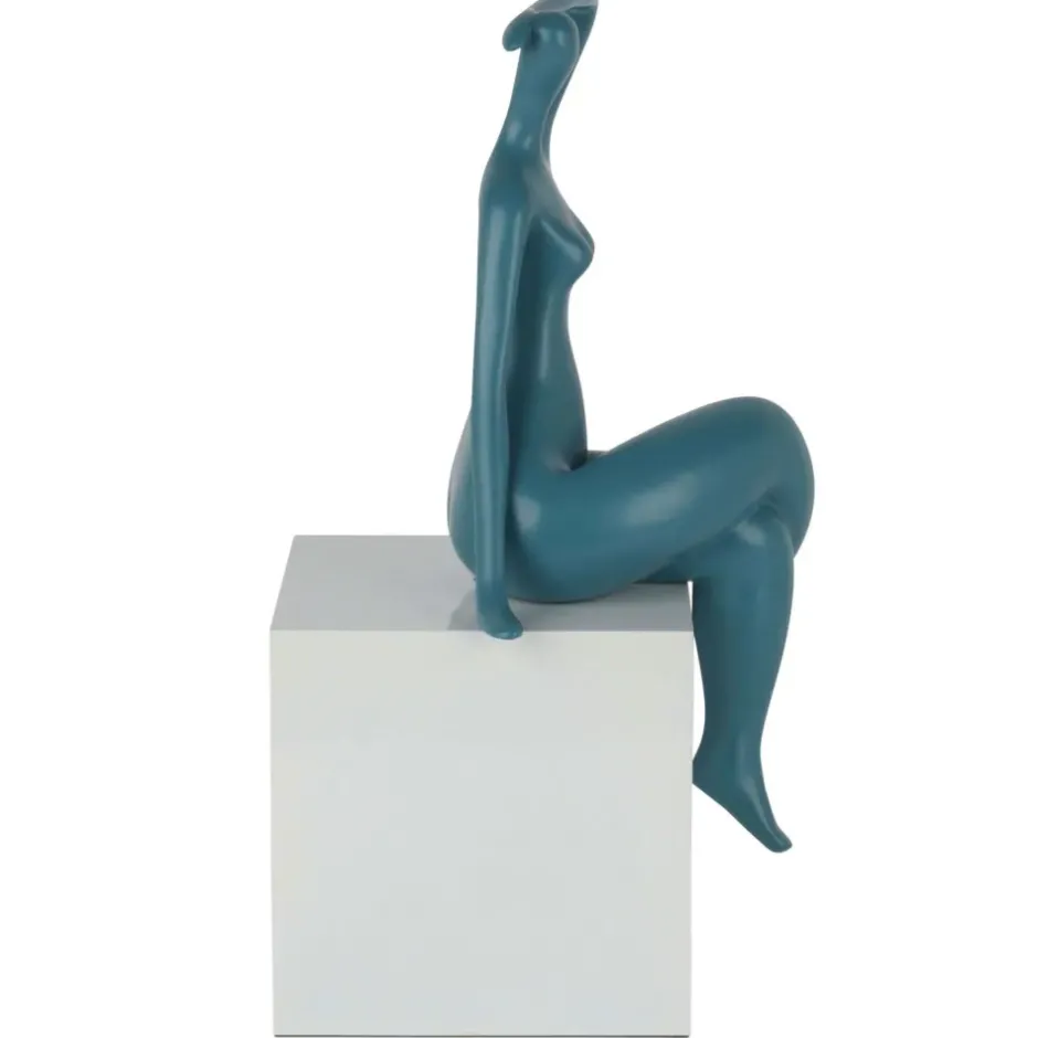 Statues & Sculptures Figurative|Table Top^Elegant Grace 38cm Teal Resin Indoor Sculpture