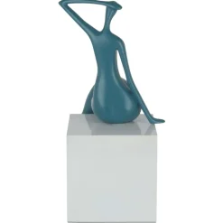 Statues & Sculptures Figurative|Table Top^Elegant Grace 38cm Teal Resin Indoor Sculpture