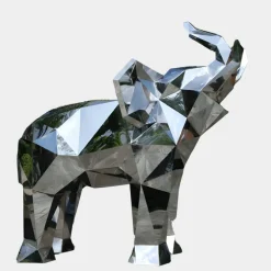 Statues & Sculptures Wildlife|Contemporary^Elephant 190cm Geometric Metal Garden Sculpture