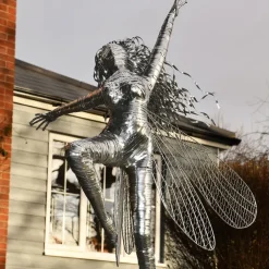 Statues & Sculptures Fairies^Elvina Fairy 90cm Metal Wire Garden Sculpture