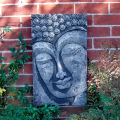 Statues & Sculptures Wall Plaques|Buddha^Enlightened Buddha Stone Garden Wall Art Plaque
