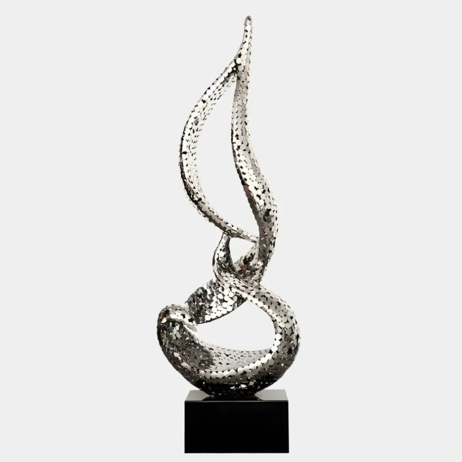 Statues & Sculptures Giant|Floor Standing^Eternal Flame 173cm Silver Metal Garden Sculpture