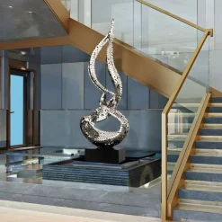 Statues & Sculptures Giant|Floor Standing^Eternal Flame 173cm Silver Metal Garden Sculpture