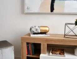 Statues & Sculptures Table Top|Contemporary^Eternal Wealth Pill 13cm Gold Resin Indoor Sculpture