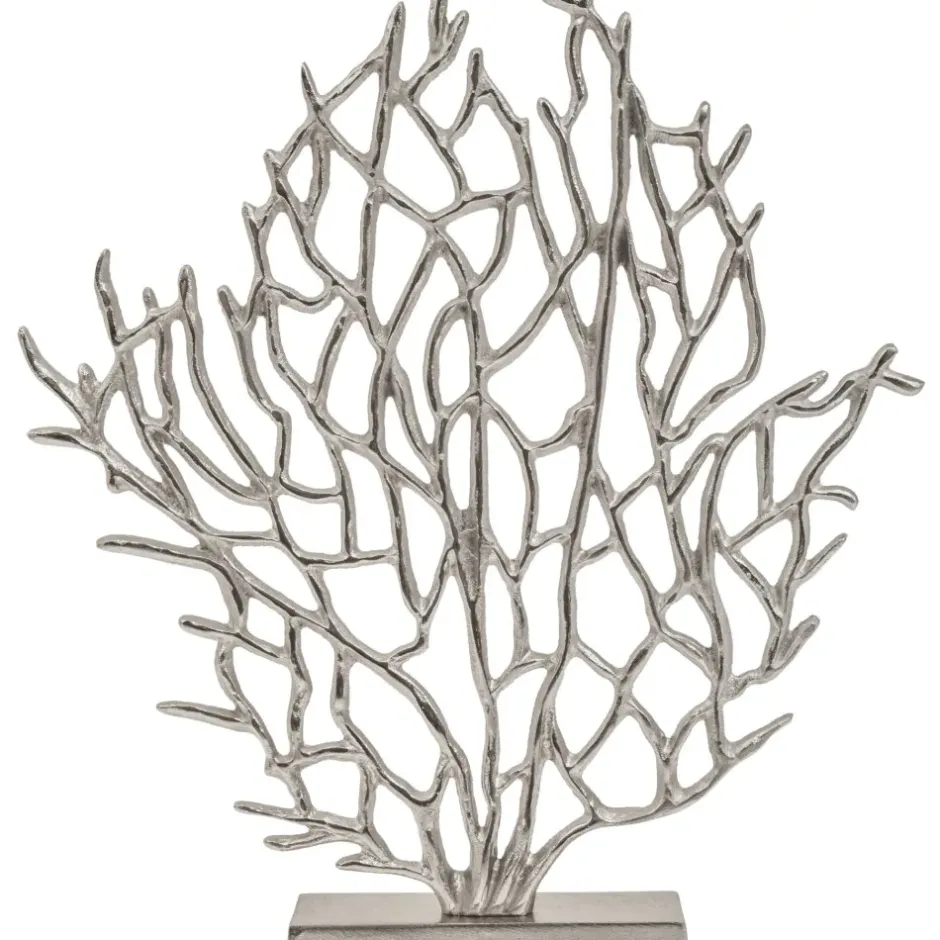 Statues & Sculptures Table Top|Contemporary^Euphoric Coral 43cm Silver Metal Indoor Sculpture