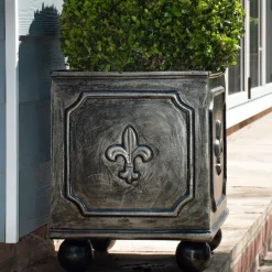 Statues & Sculptures Square^Fleur-De-Lis Metal Garden Planter
