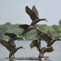 Statues & Sculptures Ducks^Flight of Ducks Life-Size Bronze Metal Garden Statue