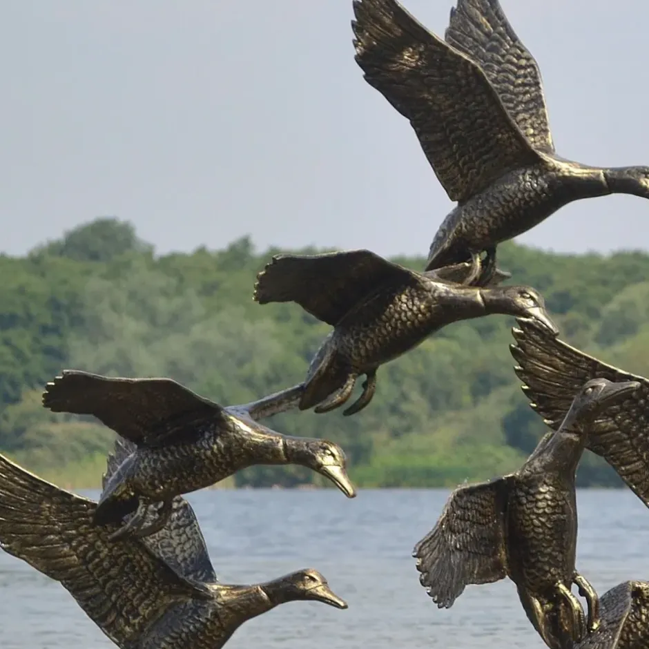 Statues & Sculptures Ducks^Flight of Ducks Life-Size Bronze Metal Garden Statue