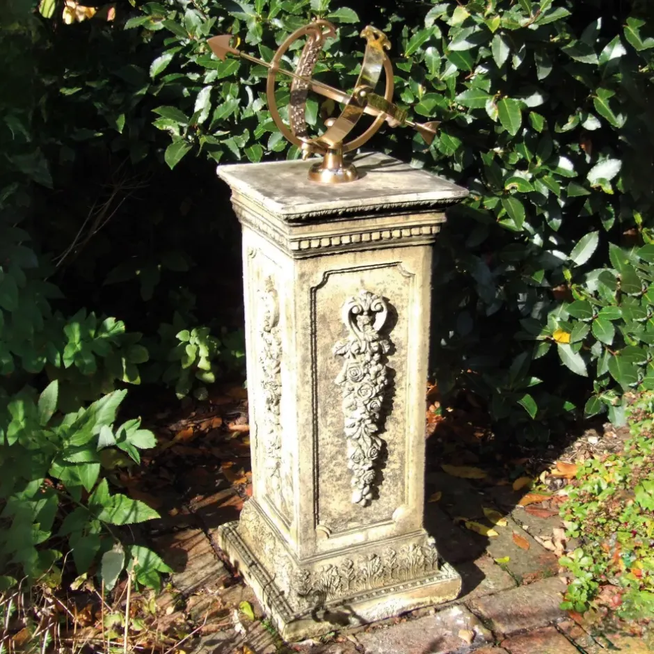 Statues & Sculptures Armillary Sundials^Floral Armillary Stone Garden Sundial
