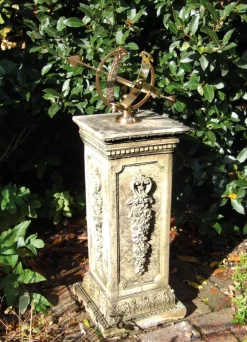 Statues & Sculptures Armillary Sundials^Floral Armillary Stone Garden Sundial