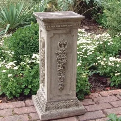 Statues & Sculptures Plinths & Pedestals^Floral Column Stone Garden Pedestal
