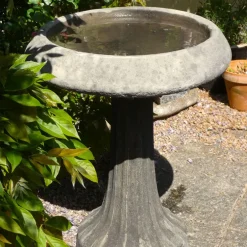 Statues & Sculptures Bird Baths^Fluted Modern Stone Garden Birdbath