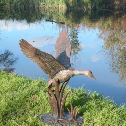 Statues & Sculptures Ducks^Flying Duck Bronze Metal Garden Ornament