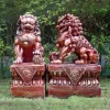 Statues & Sculptures Lions^Foo Dogs 45cm Red Chinese Garden Statues