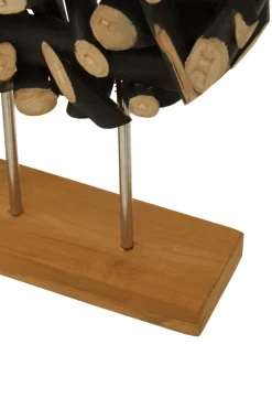 Statues & Sculptures Table Top|Abstract^Forest Orb 50cm Black Wood Indoor Sculpture