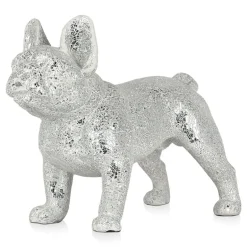 Statues & Sculptures Table Top|Floor Standing^French Bulldog 38cm Silver Resin Indoor Sculpture