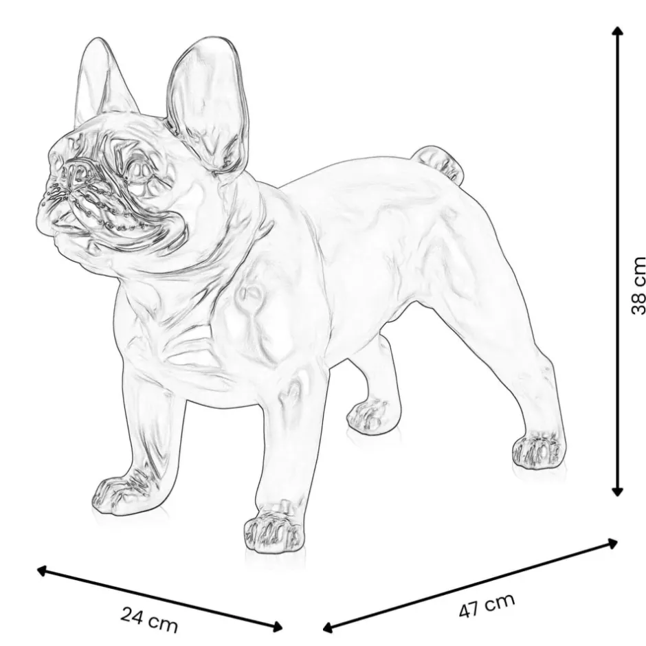 Statues & Sculptures Table Top|Floor Standing^French Bulldog 38cm Silver Resin Indoor Sculpture